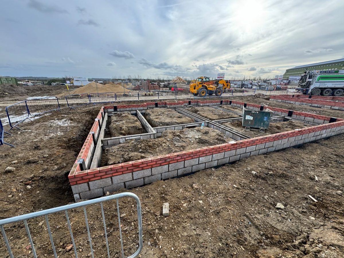 Substructure brickwork and footings on a new-build plot